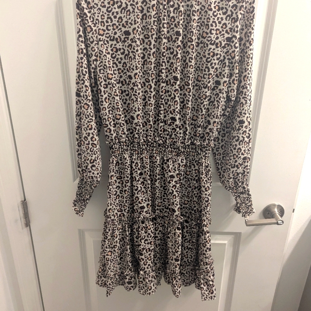 Vintage Zara Gathered Leopard Printed Dress MINI (M)⭐ - Picture 3 of 8